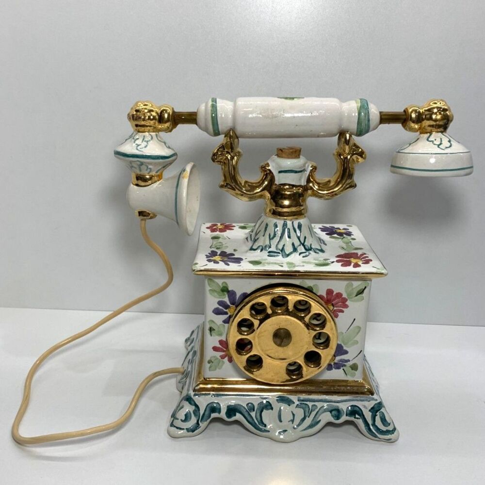 Vintage 1969 Cesare French Rotary Telephone Decanter Hand Painted